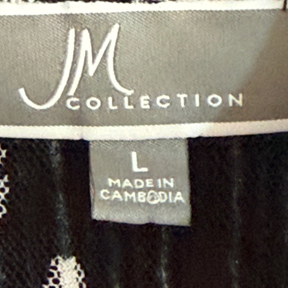 Jennifer Moore Collection black & White
floral Blouse High Wired Collar |
Sz L - Picture 3 of 10